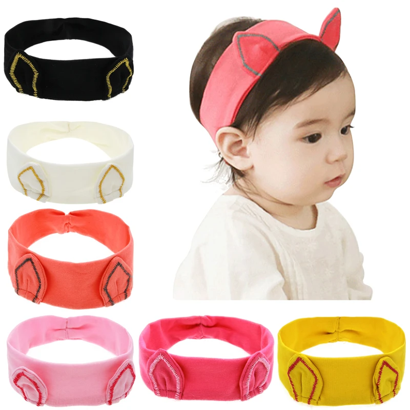 New Fashion Cute Cat Ears font b kid b font Headband Solid Color Hair Band with