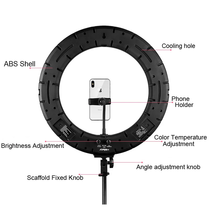 Фотостудия 18 &quotLED 2700 5500K 48W 480PCS LED Selfie Video Light Ring Dimmable фотографическое освещение с