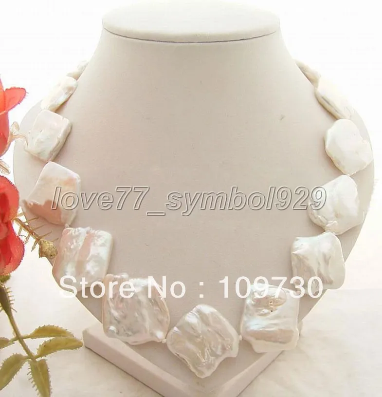 

Jewelry 00983 Excellent! Natural KeShi White Pearl Necklace