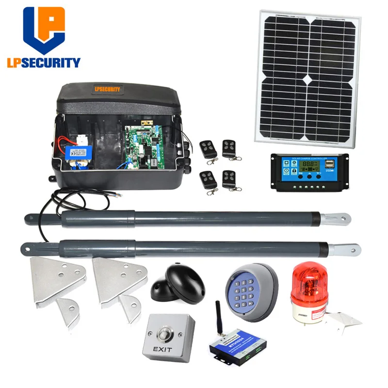 US $111.56 12VDC solar swing gate motor kit Linear arm Automatic con solar panel y controllersensorbutton light gsm opener optional