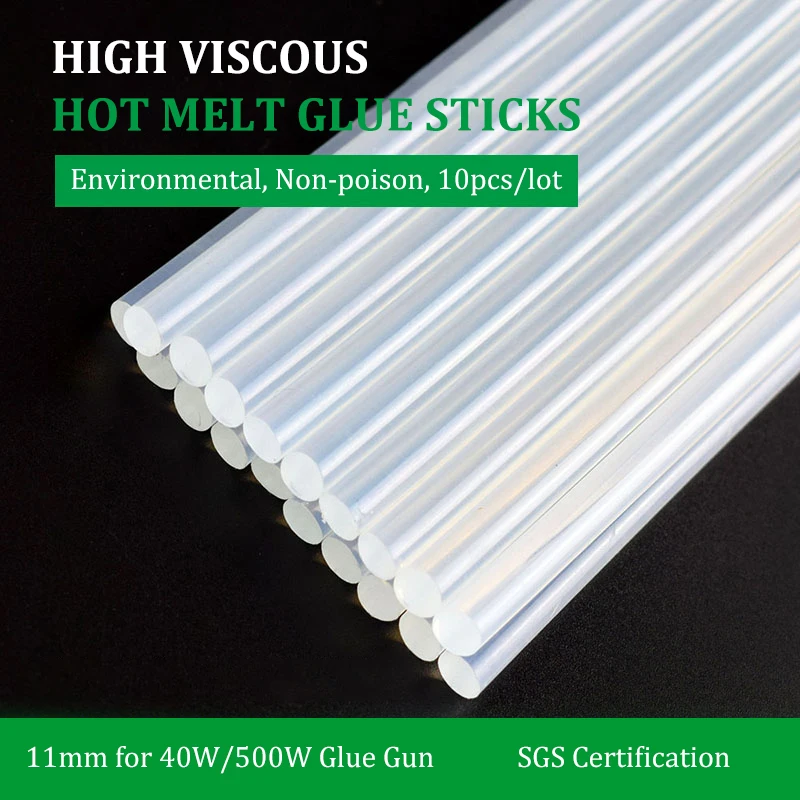 

10pcs/lot Translucent High Viscous Hot Melt Glue Sticks 11x300mm 270mm for 11mm Hot Melt Glue Gun White Black Green Yellow Red