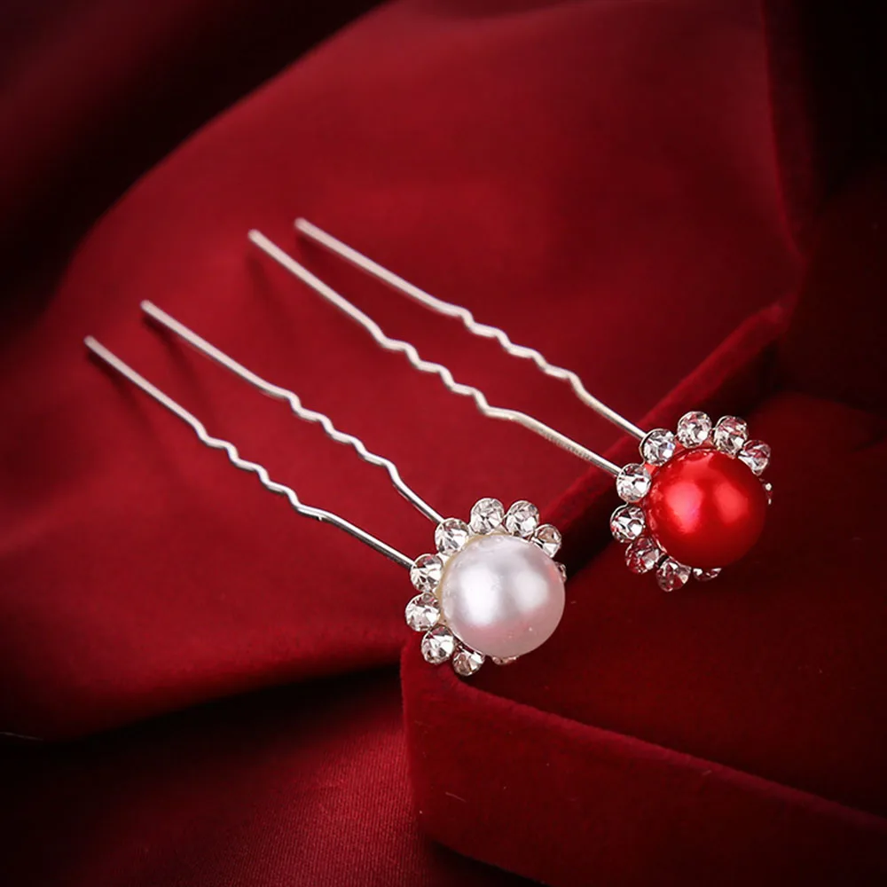 

2pcs Wedding Hair Pins Crystal Pearl Flower Bridal Hairpins Bridesmaid Hair Clips Accessories For Women Hot Hair Decor