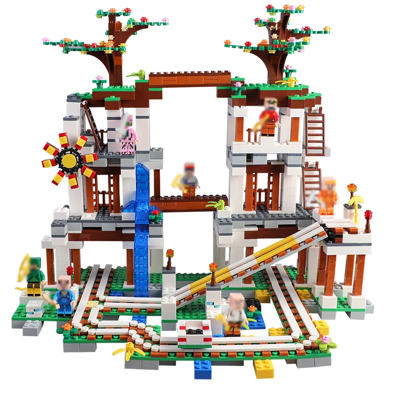 

1128PCS Small Building Blocks Institutional Cave Shape 1Pack 3Changes With 8PCS Mini Figure Gift Toy For Children