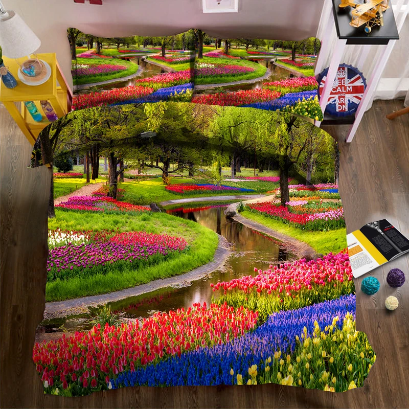 

Garden Park Creek printing bedding Nordic series photos 3d quilt bed linen