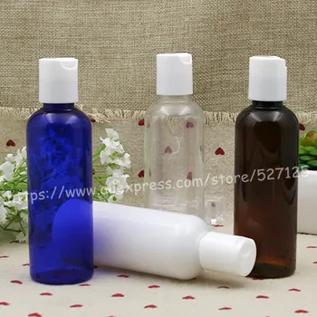 

100ml clear/blue/brown/white PET bottle with white PP disc lid,essential oil/liquid/moisturizer/facial water container
