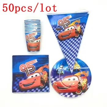 

Disney Cars Theme Lightning McQueen Disposable Tableware Sets Baby Shower Birthday Party Decoration Supplies 50Pcs/Lot