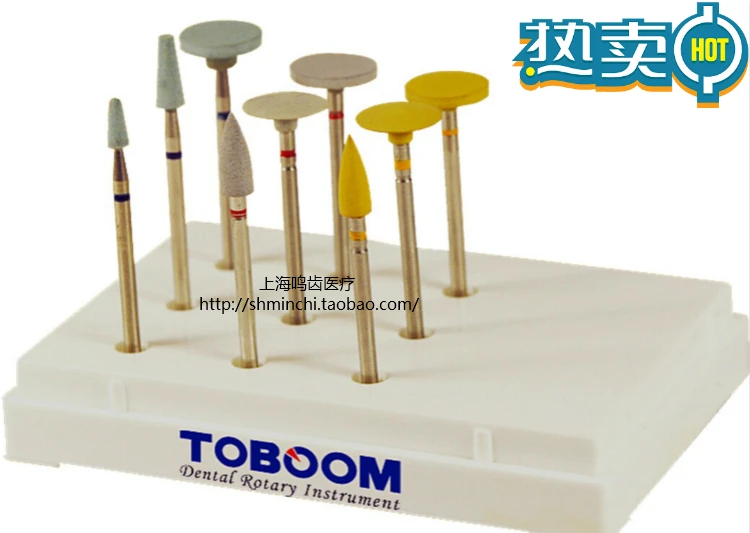 9 Pieces Dental Slow Speed Diamond Zirconia Polishing Kit For Emax And Full Contour Zirconia No