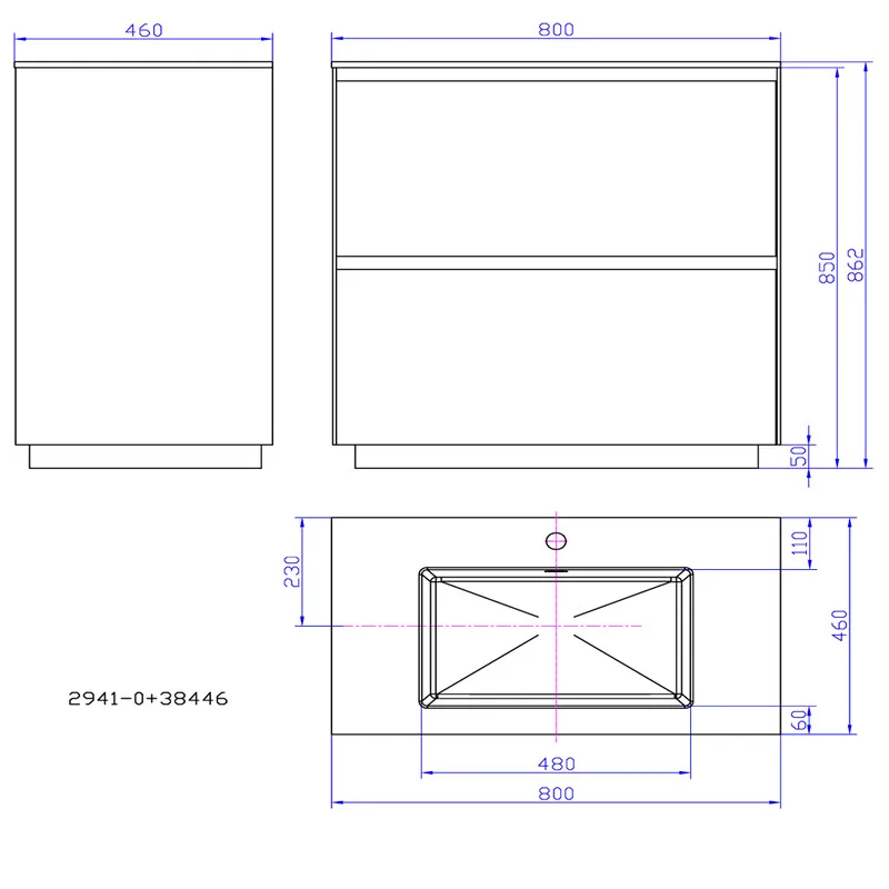800mm Bathroom Furniture Free Standing vanity Stone Solid Surface Blum Drawer Cloakroom Wall Hung Cabinet 2941
