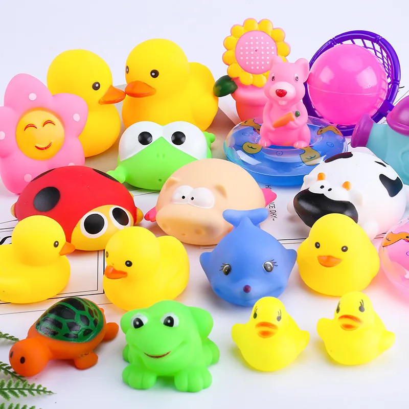 

13 Pcs/Set Cute Animals Swimming Water Toys Colorful Soft Rubber Float Squeeze Sound Squeaky Bathing Toy For Baby Bath Toys