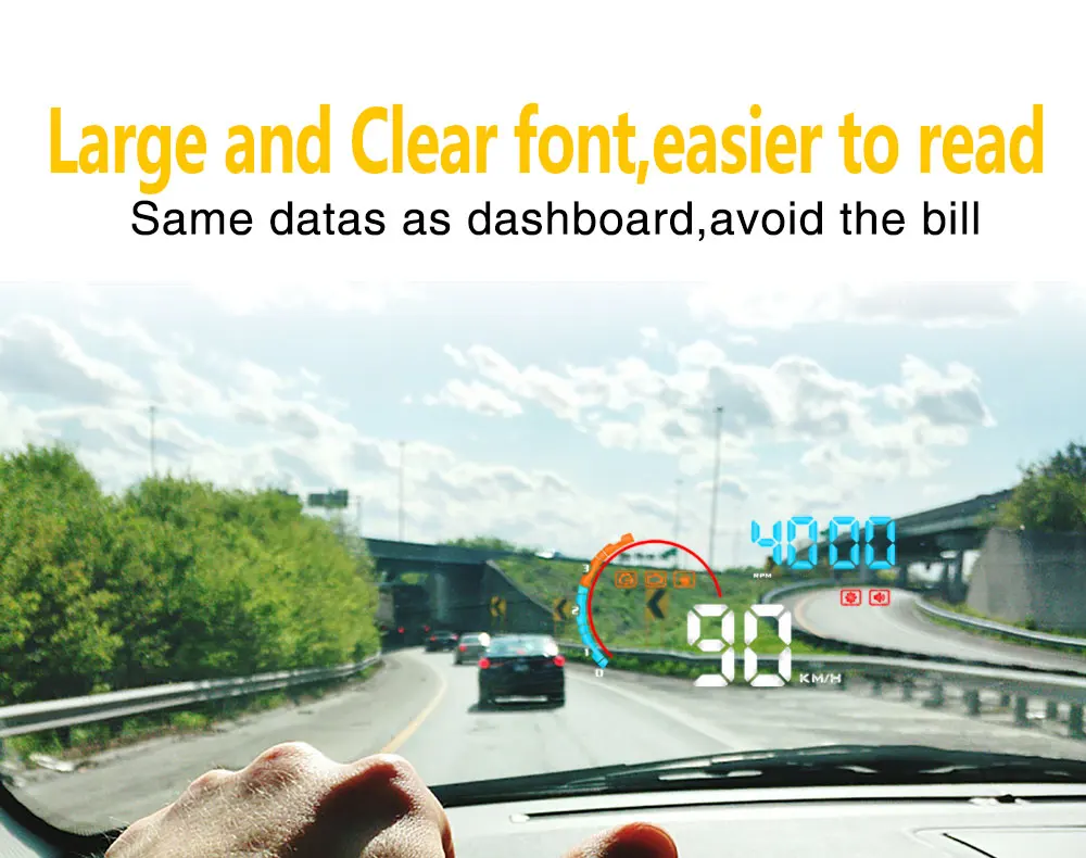 Kebidumei 4," OBD2 Hud более скоростная Автомобильная сигнализация на бортовой компьютер скорость метр лобовое стекло проектор дисплей
