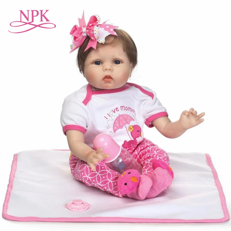 Силиконовая кукла Reborn NPK 55 см детский манеж подарок для девочек 22 дюйма мягкие