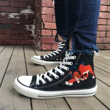 Вэнь мужская женская обувь с ручной росписью дизайн пользовательские животные Лев черные высокие мужские холщовые кроссовки