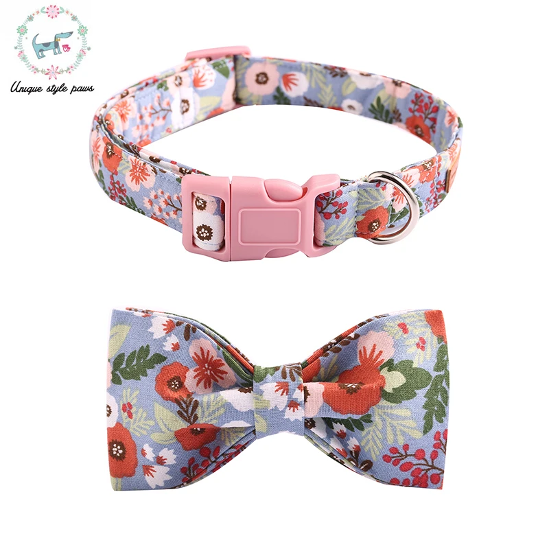 SMALL Luxury Dog Puppy Collar Adjustable Rose Gold Bow Cactus