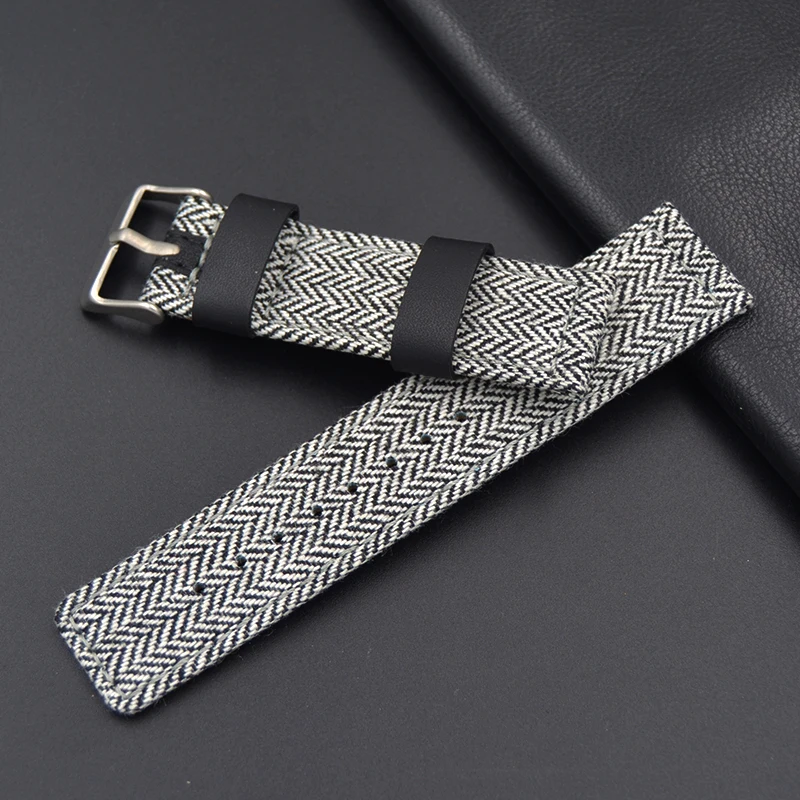 High Quality HOT Sale New Arrival Canvas Straps 22mm 24mm Interior Canvas durable Piece Bracelet
