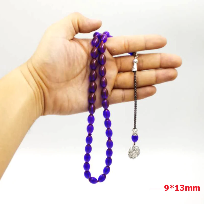 Purple Resin Tasbih 33 Beads Muslim rosary Metal tassel Special Misbaha Islam bracelet Man's tesbih