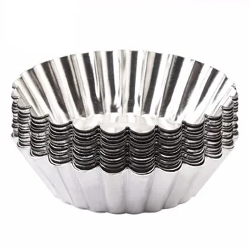 

50pcs/lot Nonstick Ripple Aluminum Alloy Egg Tart Mold Flower Shape Cupcake Cake Mold Muffin Baking Cup Tartlets Pans