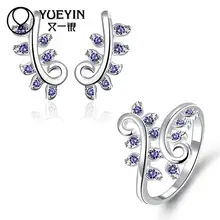 Высокое качество кольцо серьги набор украшений для женщин Посеребренная романтическая бижутерия наборы