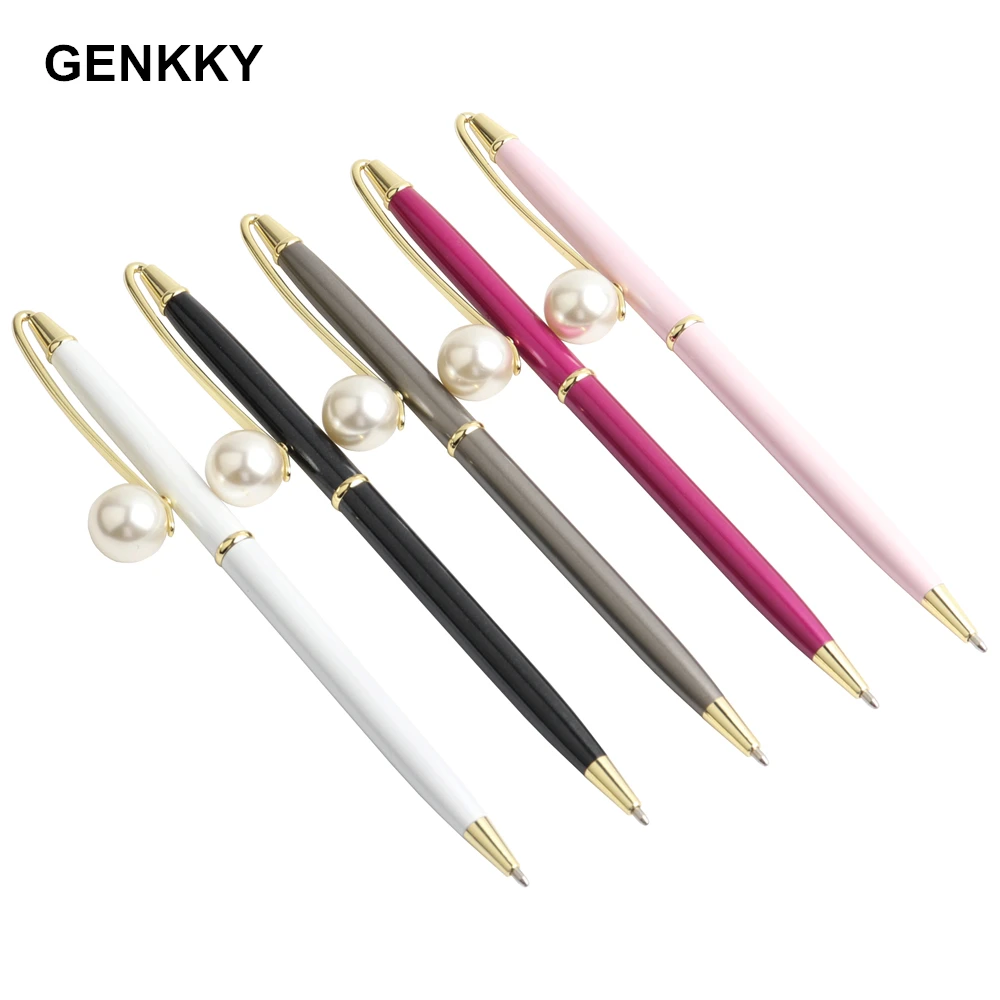 

1PCS GENKKY Pen Pearl Style New Ballpoint Pen Metal Stainless Steel Material Students Office Stationery Gift Advertising Pen
