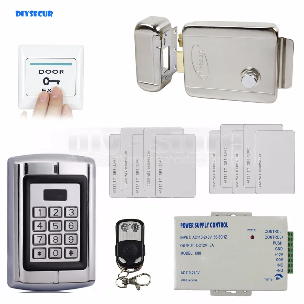 Diysecur RFID Управление доступом DIY Полный комплект с электрическим Управление замок Питание+ 10 удостоверения личности
