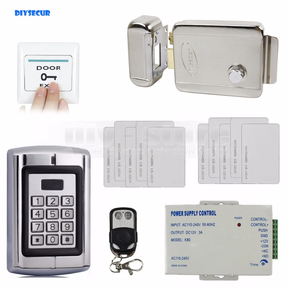 

DIYSECUR RFID Access Control DIY Full Kit Set With Electric Control Lock Power Supply +10 ID Cards