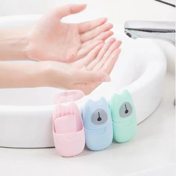 50pcs/pack Travel Portable Soap Tablets Mini Disposable Hand Soap Paper Outdoor Travel Soap Paper
