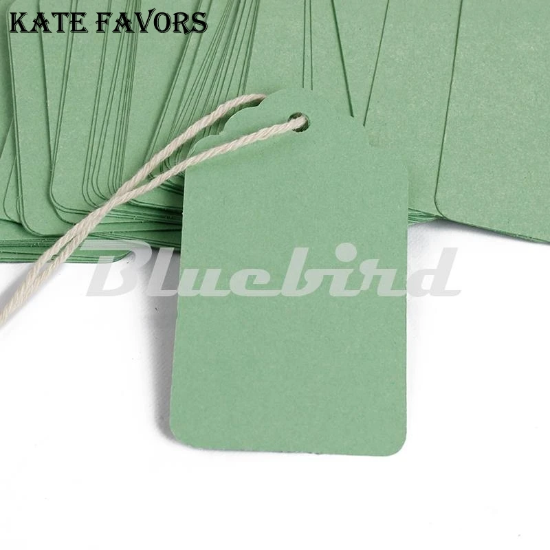 

100Pcs 70*40Mm Green Paper Tags With String Flower Head Tag Blank Gift Tag Label Decorations Christmas Labels Gift Tag Stickers