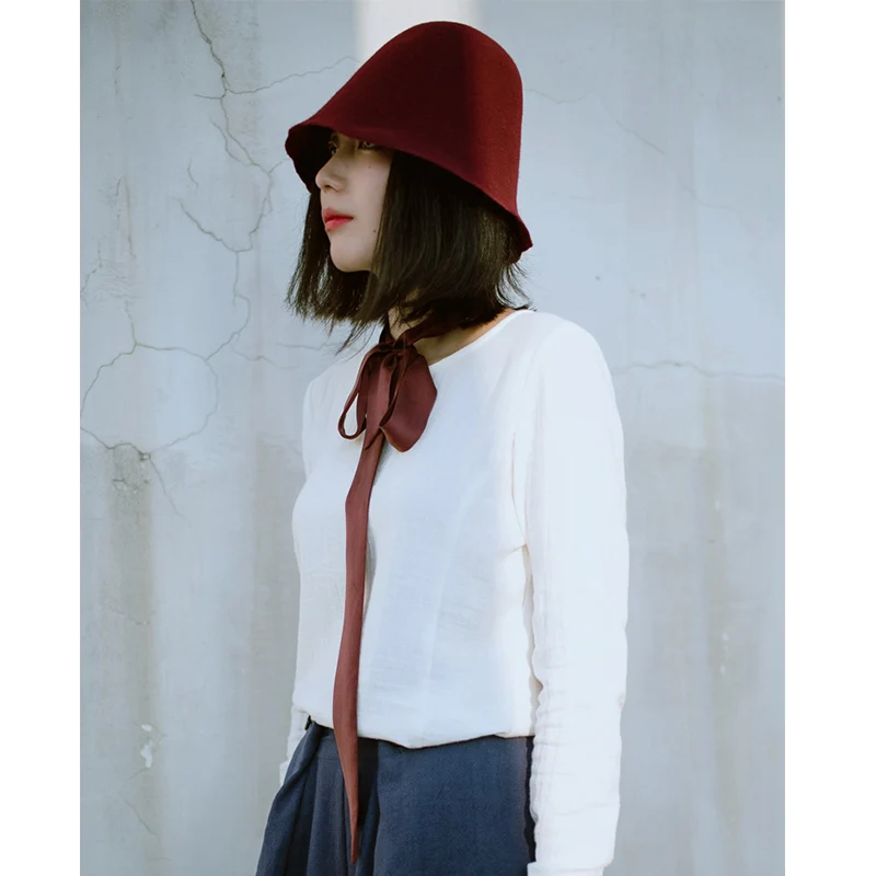 Womens Mens 100% Wool Felt Cloche Bucket Hats Cap Cone Body Millinery Hats Body Base Fascinators Block Hood Hats Supply B107 wide brim fedora hat