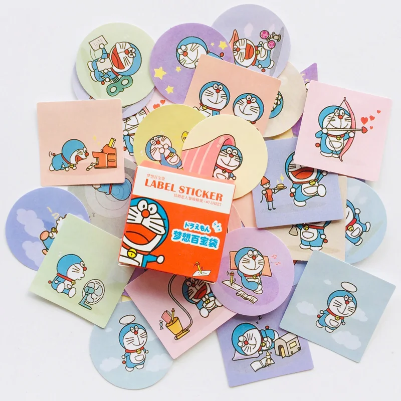 

40PCS /Box Kawaii Doraemon Dream Paper Adhesive Label Stickers Hand Account Decoration Stickers