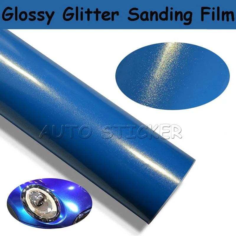 Premium Blue Pearl Gloss metallic Glitter Vinyl For Car WRAP COVER