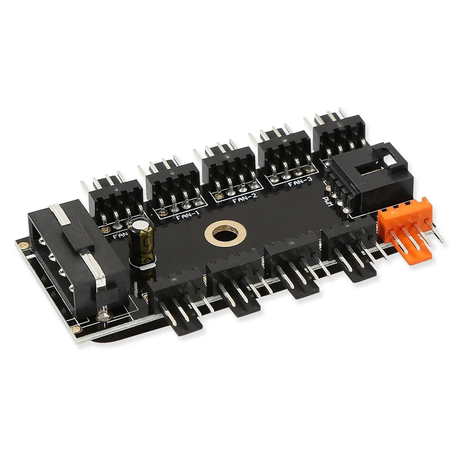 Chassis Fan Hub CPU Cooling HUB 10 Port 12V 4 Pin Fan PWM Fan Hub SATA Molex Controller Power Supply Speed Adapter Mining