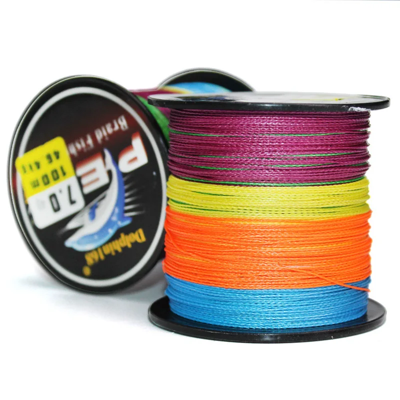 Плетеная рыболовная леска 4 плетеная 100 м из полиэтилена цветная для морской
