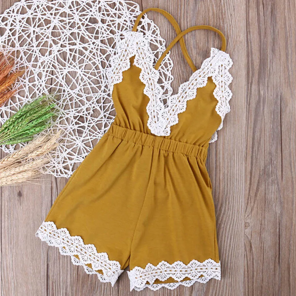 

Newborn baby clothes Infant Solid Sleeveless lace romper Jumpsuit baby girl summer clothes bebek tulum roupa menina Dropshipping