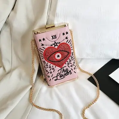 pink Женская Роскошная сумочка с вышивкой в виде глаз, сумка-мессенджер на цепочке, вечерняя сумочка, дамские вечерние сумочки, сумка для коктейля, банкета, клатчи на день - Цвет: pink