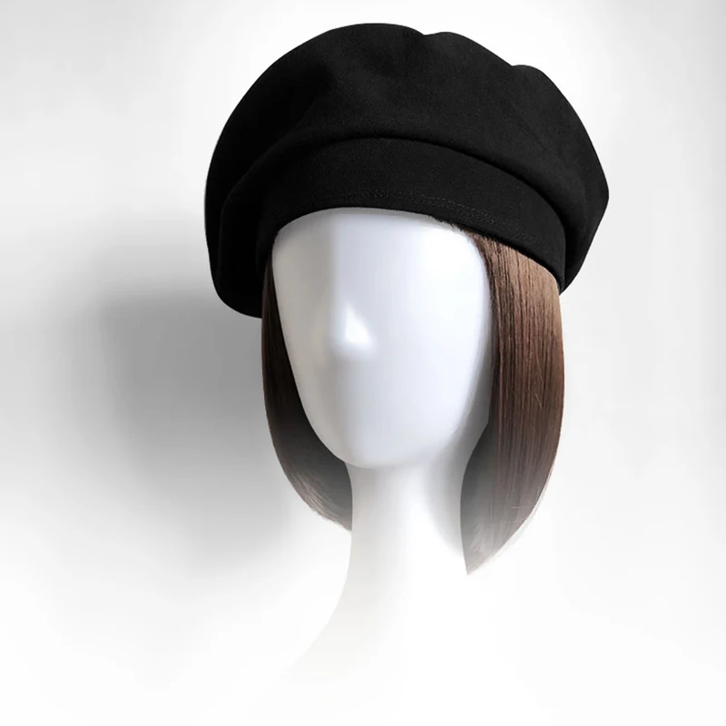 Casquette Весна-Осень-зима ретро чёрный берет темперамент дамы Британский маляр шляпа newsboy восьмиугольная шапка BLM10