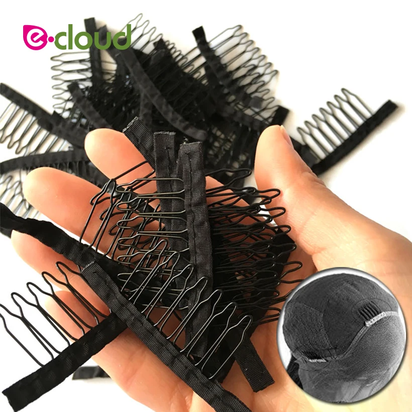 

7 Teeth Black Wig Comb Cheap Wig Clips Combs Hair Extensions Clips Comfortable Wig Clips Top Stainless Steel Wig Making Tool