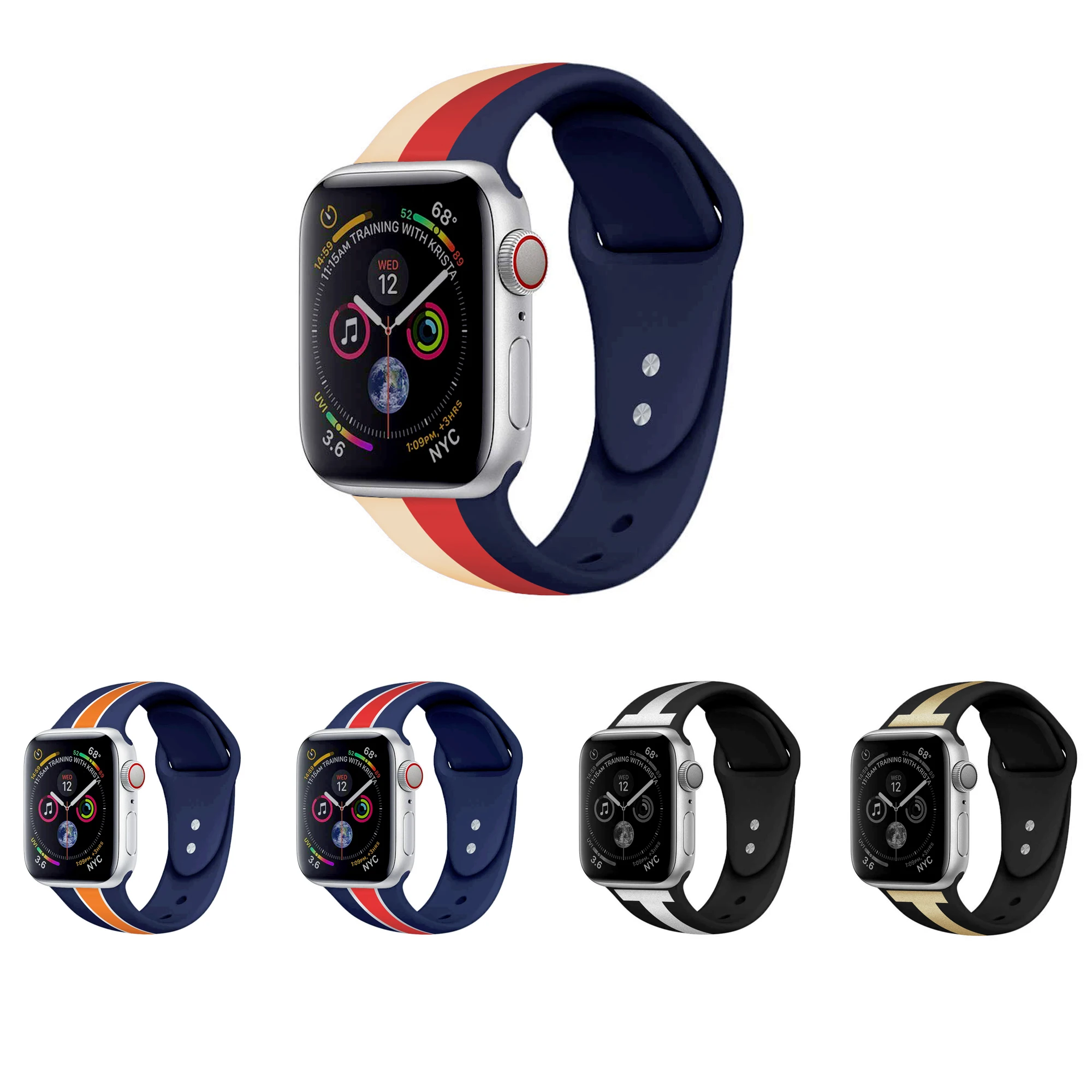 

2019 Newest Silicone Sport Band for Apple Watch Series 4 3 2 1 Strap for Iwatch 38mm 42mm 40mm 44mm