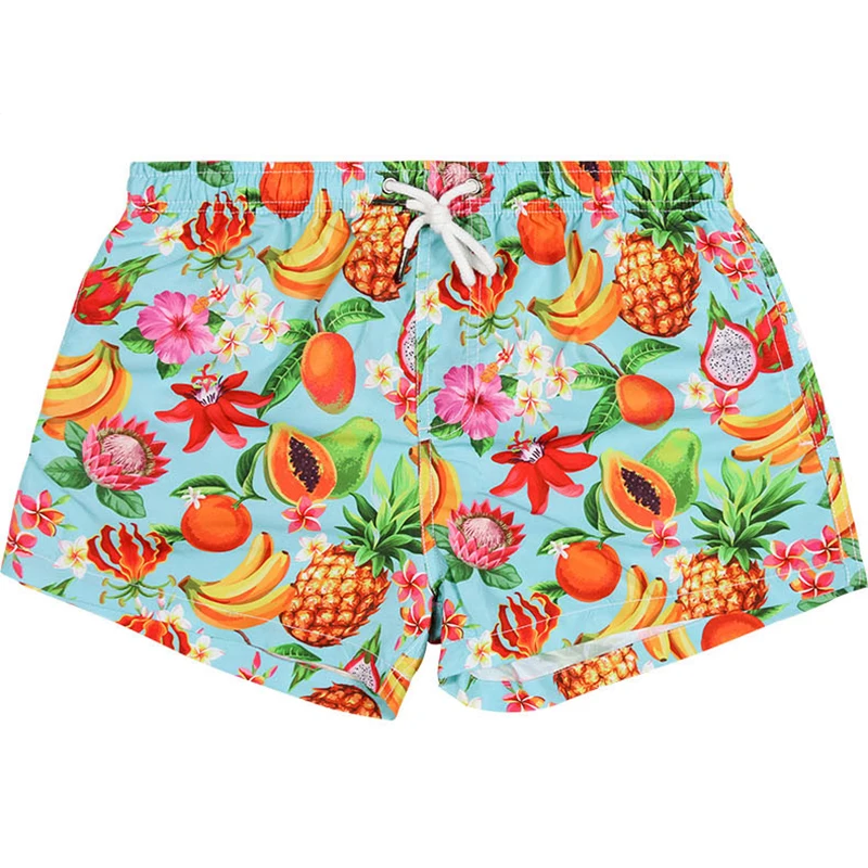 

New Arrival Men's Striped Beach Shorts Coloful Leaves Printed Surfing Shorts Quick Dry Sand Beach Short Trousers Swim Trunks Man