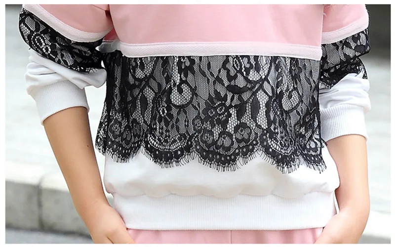 spring girls lace clothing sets kids clothes tracksuits sport suit (3)