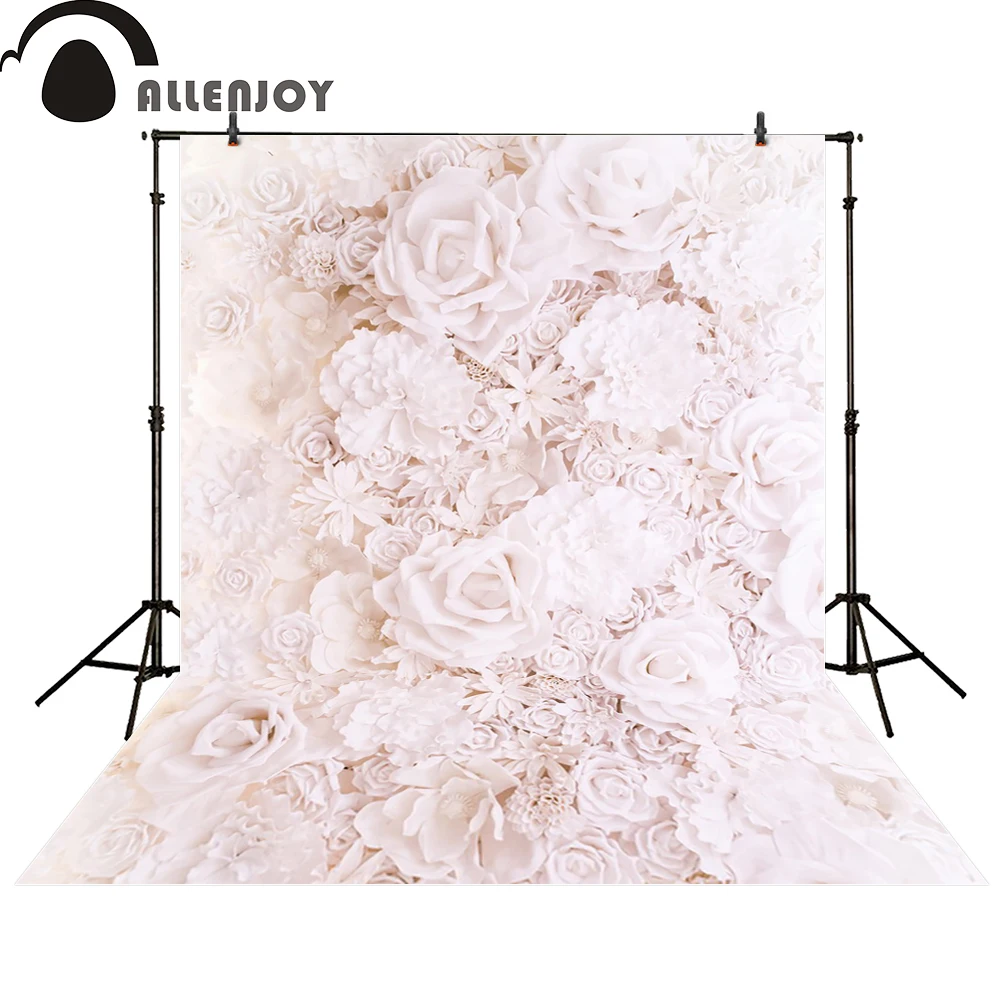 

Allenjoy photography backdrop pure White Roses flower wall wedding backgroud photocall original design customize