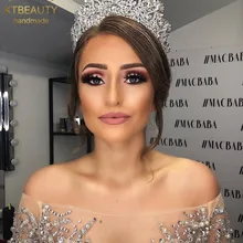 Новая роскошная тиара с короной из циркона, серебро/золото, большие короны, стразы, королевская королева, принцесса, торжественные вечерние короны для подружек невесты