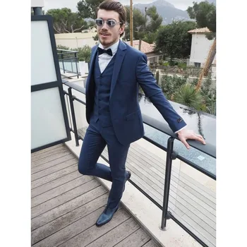 

2017 Latest Coat Pant Designs Navy Blue Jacket wedding Men Suit Slim Fit Tuxedo 3 Pieces Blazer Groom mens suits Terno Masculino