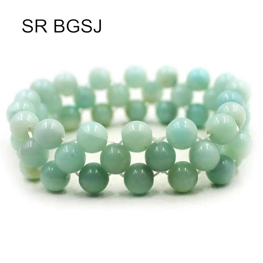 

Free Shipping 6mm Handmade Woven Round Natural Stone Adjustable Stretch Gems Bracelet 7"
