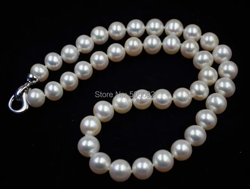 

stunning 10mm white cultured freshwater real pearl necklace free shipping