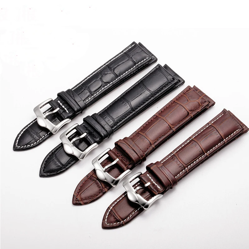 Men Women Leather Strap Genuine Leather Watchband With Pin Buckle Bands ...