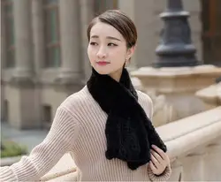 Для женщин реального норки шарфы черные модные теплые зимние