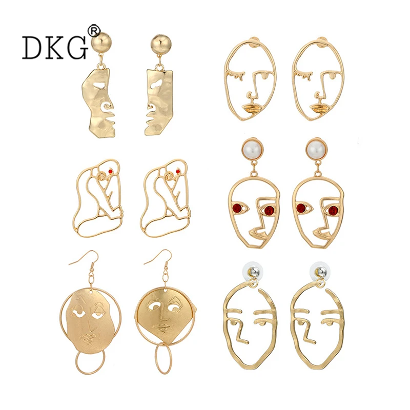 

Fashion Exaggerated Personality Fun Funny Abstract Face Earrings Imitation Pearl Hollow Earrings for Party Women Jewelry Gift