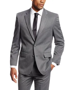 

2020 Simple Suits Men Gray Wedding Suits Grooms Tuxedos Mens Suits Slim Fit Beach Groomsmen Suits (Jacket+Pant+ Tie)