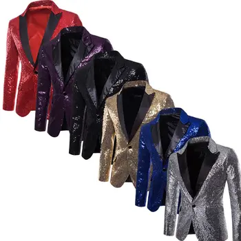 

NEW Men's Sequins Clubs Wedding Party Tuxedo Dinner Formal Suit Jacket Coat