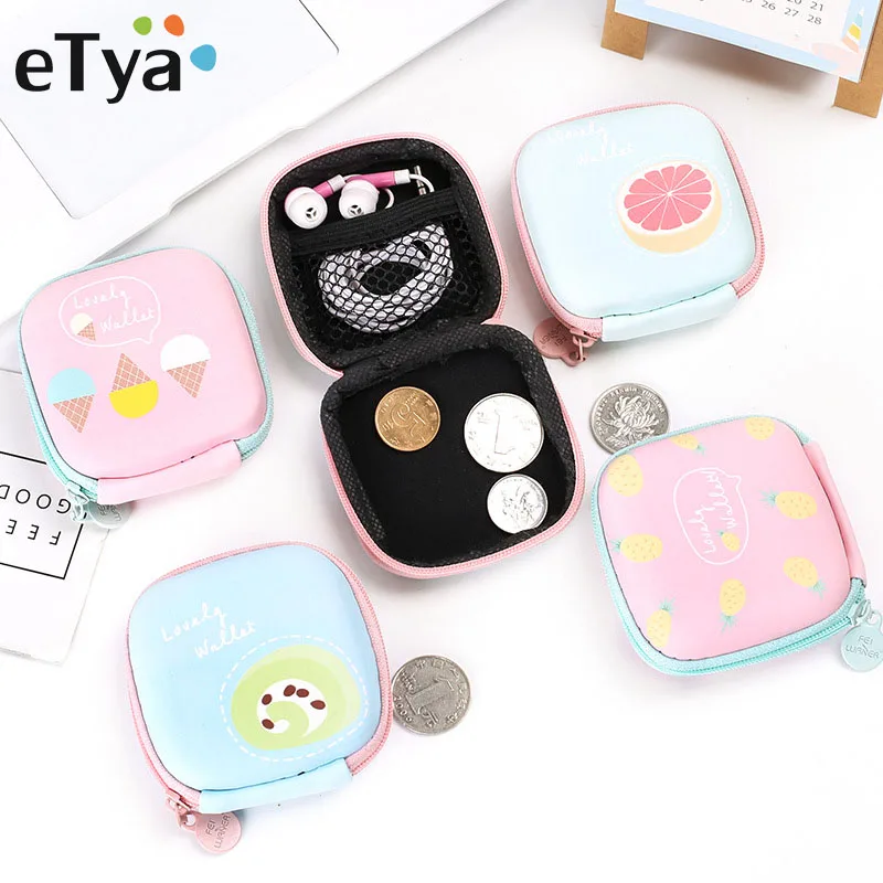 eTya Cartoon Women Coin Purse Small Wallet Cute Headset Bag Kids Female