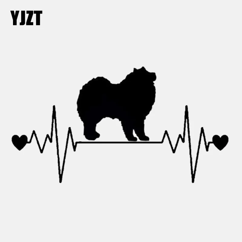

YJZT 15.9CM*8.3CM Cute Samoyed Dog Rescue Heartbeat Lifeline Vinyl Motorcycle Car Sticker C22-1185